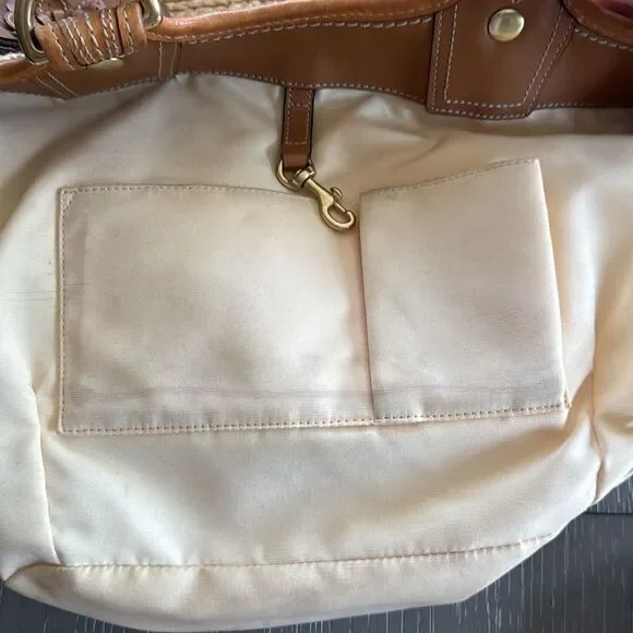 Coach Bleecker Natural Straw Tan Tote Handbag with Leather Accents Boho Vacation - Picture 5 of 16